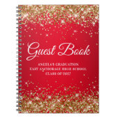 Glitter Red Glam Gradient Afstuderen Guest Notitieboek (Voorkant)