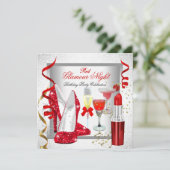 Glitter Red Glamor Night Silver Drinken Party Kaart (Staand voorkant)