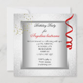 Glitter Red Glamor Night Silver Drinken Party Kaart (Achterkant)