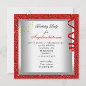 Glitter Red Glamour Night Cocktails Party Kaart (Achterkant)