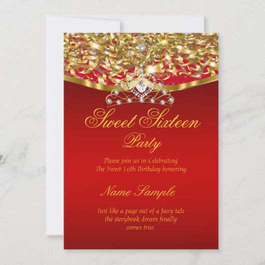 Glitter Red Gold Invitation, liefje 16 partijen Kaart (Voorkant)