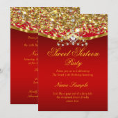 Glitter Red Gold Invitation, liefje 16 partijen Kaart (Voorkant / Achterkant)