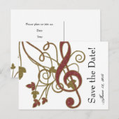 Glitter Red Gold Music Bewaar de datum Aankondigingskaart (Voorkant / Achterkant)