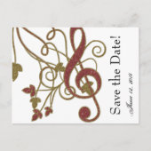 Glitter Red Gold Music Bewaar de datum Aankondigingskaart (Voorkant)