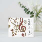 Glitter Red Gold Music Bewaar de datum Aankondigingskaart (Staand voorkant)