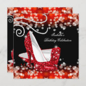 Glitter Red High Heels Diamonds zaterdag Kaart (Voorkant / Achterkant)