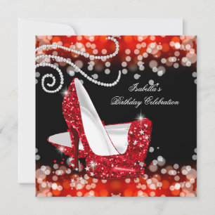 Glitter Red High Heels Diamonds zaterdag Kaart