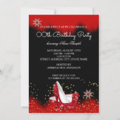 Glitter Red High Hiel Black Gold Snowflake Party Kaart (Voorkant)