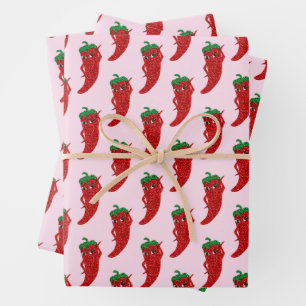 Glitter Red Hot Pepper Diva Roze Inpakpapier Vel
