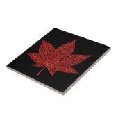 Glitter Red Leaf Ceramic Tegel - Black Red Tegeltje (Zijkant)