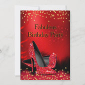 Glitter Red op hoog niveau - Birthday Gold Black Kaart (Voorkant)