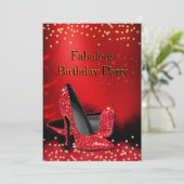 Glitter Red op hoog niveau - Birthday Gold Black Kaart (Staand voorkant)