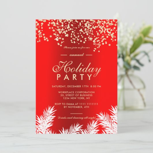 Glitter Red Pines winter feestdag Kaart (Staand voorkant)