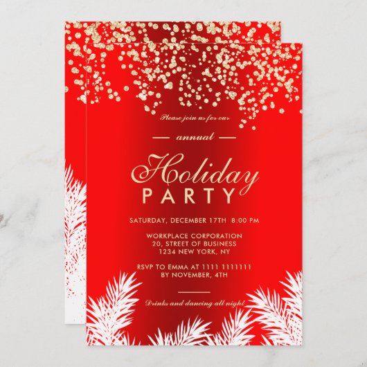 Glitter Red Pines winter feestdag Kaart (Voorkant / Achterkant)