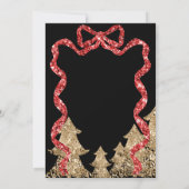 Glitter Red Ribbon Krans Kerstdiner Party Kaart (Achterkant)