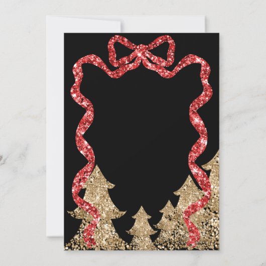 Glitter Red Ribbon Krans Kerstdiner Party Kaart (Achterkant)