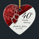 Glitter Red Ruby 40th Jubileum 💕 Keepomwille Keramisch Ornament<br><div class="desc">40e, 52e of 80e Ruby Wedding Jubileum Keepomwille Design Ornament. Dit mooie ornament wordt een hit met dat speciale paar of die persoon of personen. Het zou ook goed werken voor alle andere evenementen, zoals een verloving, bruiloft, verjaardag, afstuderen, pensionering, enz. door de formulering gewoon te wijzigen. 😊 Dit product...</div>