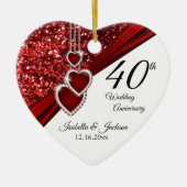 Glitter Red Ruby 40th Jubileum 💕 Keepomwille Keramisch Ornament (Voorkant)