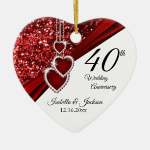 Glitter Red Ruby 40th Jubileum 💕 Keepomwille Keramisch Ornament
