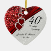 ⭐ Glitter Red Ruby 40th Jubileum 💕 Keepslag Keramisch Ornament (Voorkant)