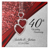 ⭐ Glitter Red Ruby 40th Jubileum 💕 Keepslag Tegeltje (Voorkant)