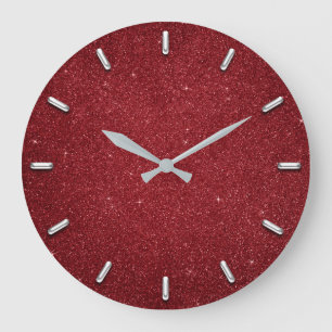 Glitter Red Ruby Silver Grey Metallic Wine Grote Klok