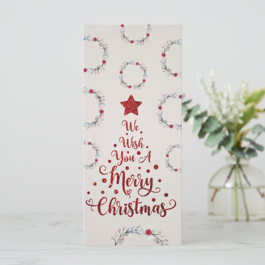 Glitter Red We wensen jullie prettige kerst (Staand voorkant)