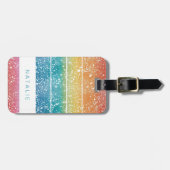 Glitter Regenboog Bagagelabel (Voorkant horizontaal)