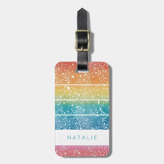 Glitter Regenboog Bagagelabel (Voorkant verticaal)