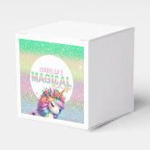 Glitter regenboog eenhoorn magisch bedankdoosjes (Voorkant Zijde)