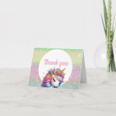 Glitter regenboog eenhoorn magisch bedankkaart (Voorkant)