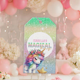 Glitter regenboog eenhoorn magisch cadeaulabel