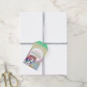 Glitter regenboog eenhoorn magisch cadeaulabel (Met Touw)