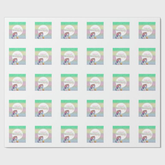 Glitter regenboog eenhoorn magisch cadeaupapier (Vlak)