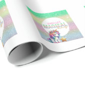 Glitter regenboog eenhoorn magisch cadeaupapier (Rol Hoek)