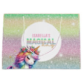 Glitter regenboog eenhoorn magisch groot cadeauzakje (Voorkant)