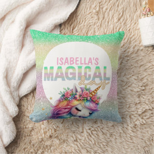 Glitter regenboog eenhoorn magisch kussen