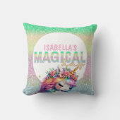Glitter regenboog eenhoorn magisch  kussen (Voorkant)