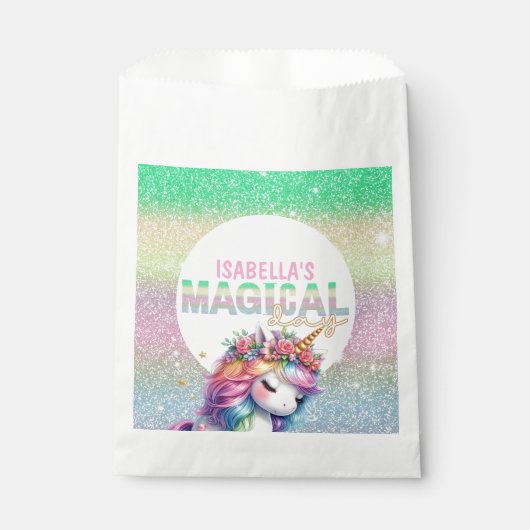 Glitter regenboog eenhoorn magisch Papier Bord Bedankzakje (Voorkant)