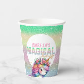 Glitter regenboog eenhoorn magisch papieren bekers (Voorkant)