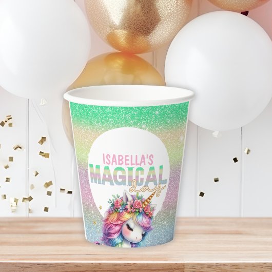 Glitter regenboog eenhoorn magisch papieren bekers