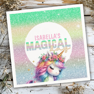 Glitter regenboog eenhoorn magisch Papieren Bord Servet