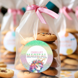 Glitter regenboog eenhoorn magisch ronde sticker