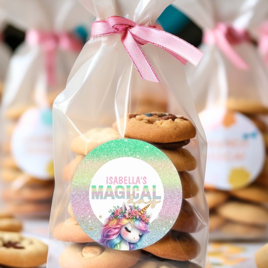 Glitter regenboog eenhoorn magisch ronde sticker