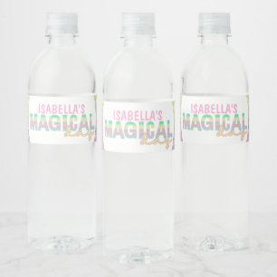 Glitter regenboog eenhoorn magisch  waterfles etiket