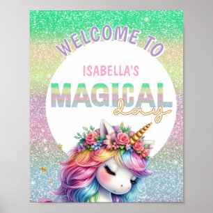 Glitter regenboog eenhoorn magisch welkomstbord poster