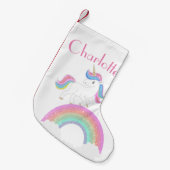 Glitter Regenboog Eenhoorn met Aangepaste Naam Kleine Kerstsok (Voorkant (Hangend))