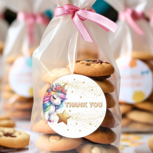 Glitter regenboog eenhoorn verjaardag Uitnodiging Ronde Sticker