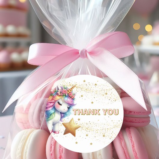 Glitter regenboog eenhoorn verjaardag Uitnodiging Ronde Sticker