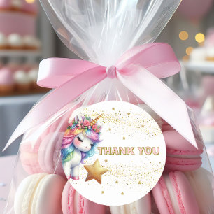 Glitter regenboog eenhoorn verjaardagsuitnodiging ronde sticker
